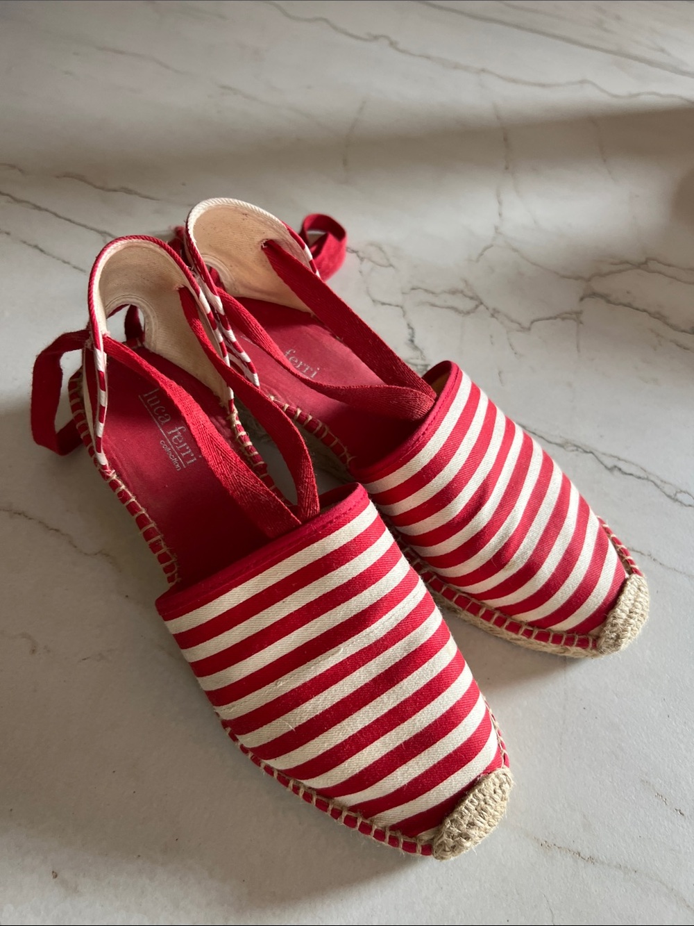 Red Striped Espadrille Slingback